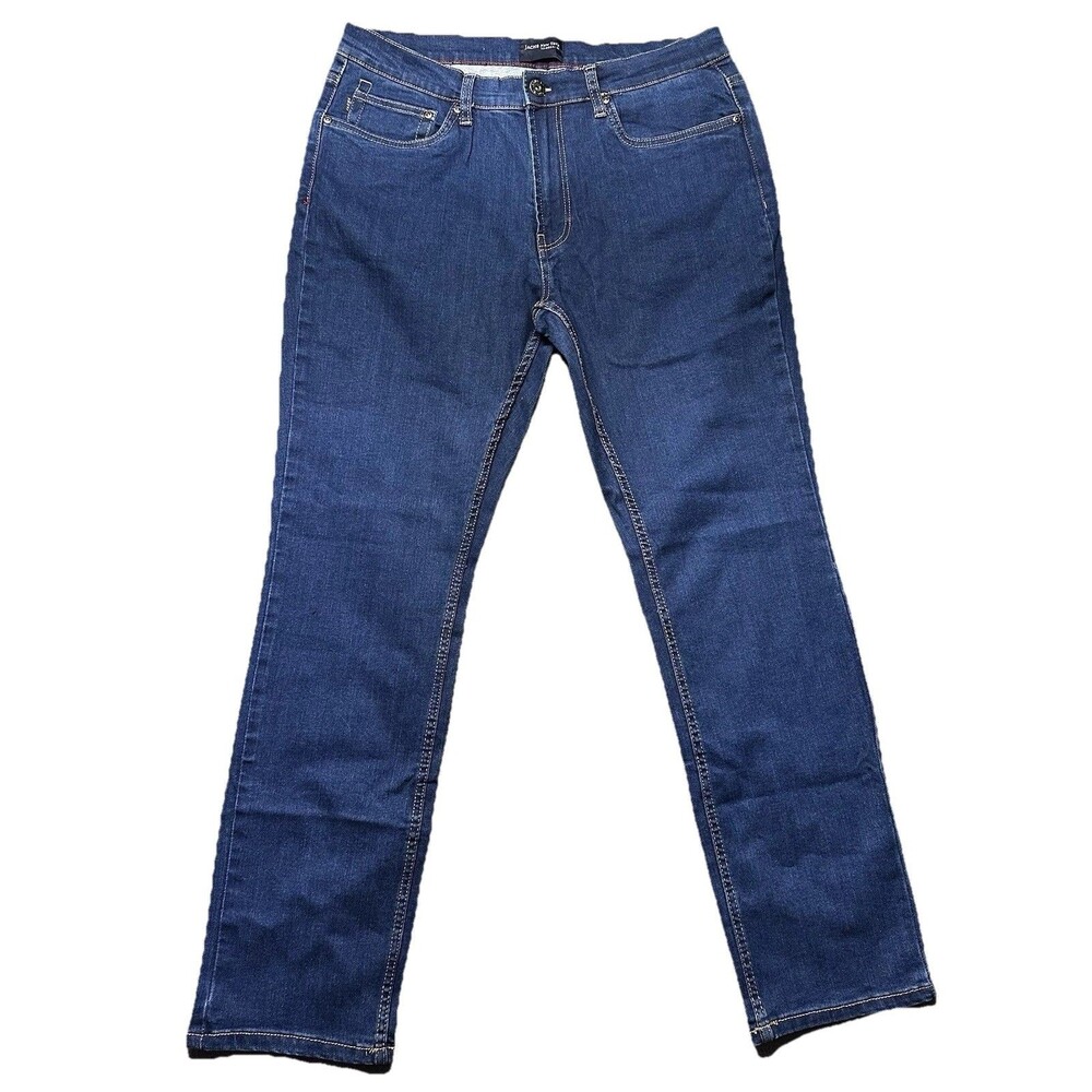 Jachs New York Mens 34X32 Straight Leg Jeans Blue Regular Fit Stretch EUC